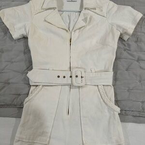 Women's White Denim Romper